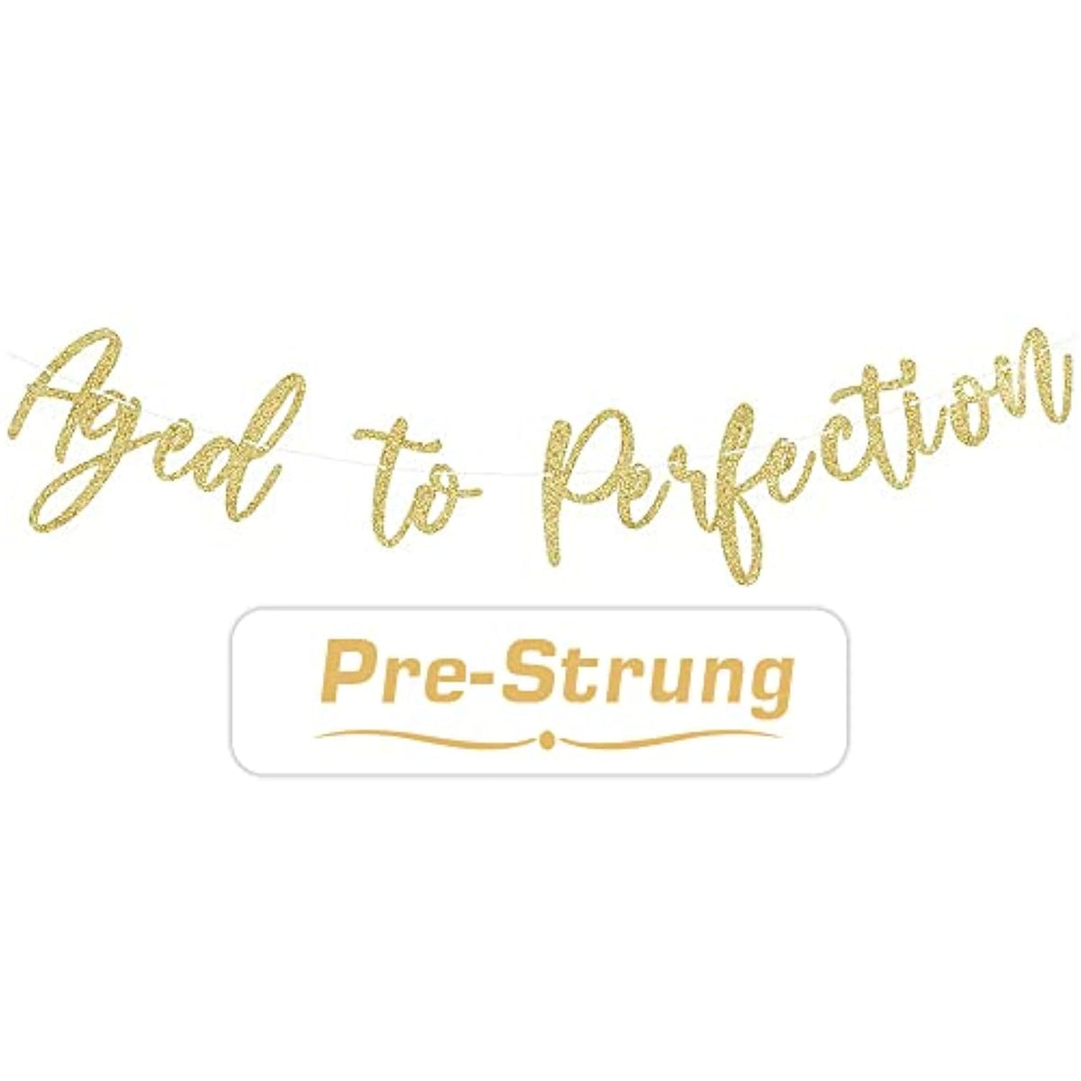 Gold Glittery Aged To Perfection Banner For 30Th 40Th 50Th 60Th 70Th 80Th 90Th 100Th Birthday Anniversary Party Decorations