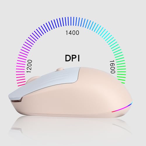 Wireless Bluetooth Mouse, 2.4G Cute Silent Computer Mouse For Tablet Phone, Dual Mode (Bt+Usb Receiver) With 3 Level Dpi Portable Rechargeable Mice For Office Home(Pink)