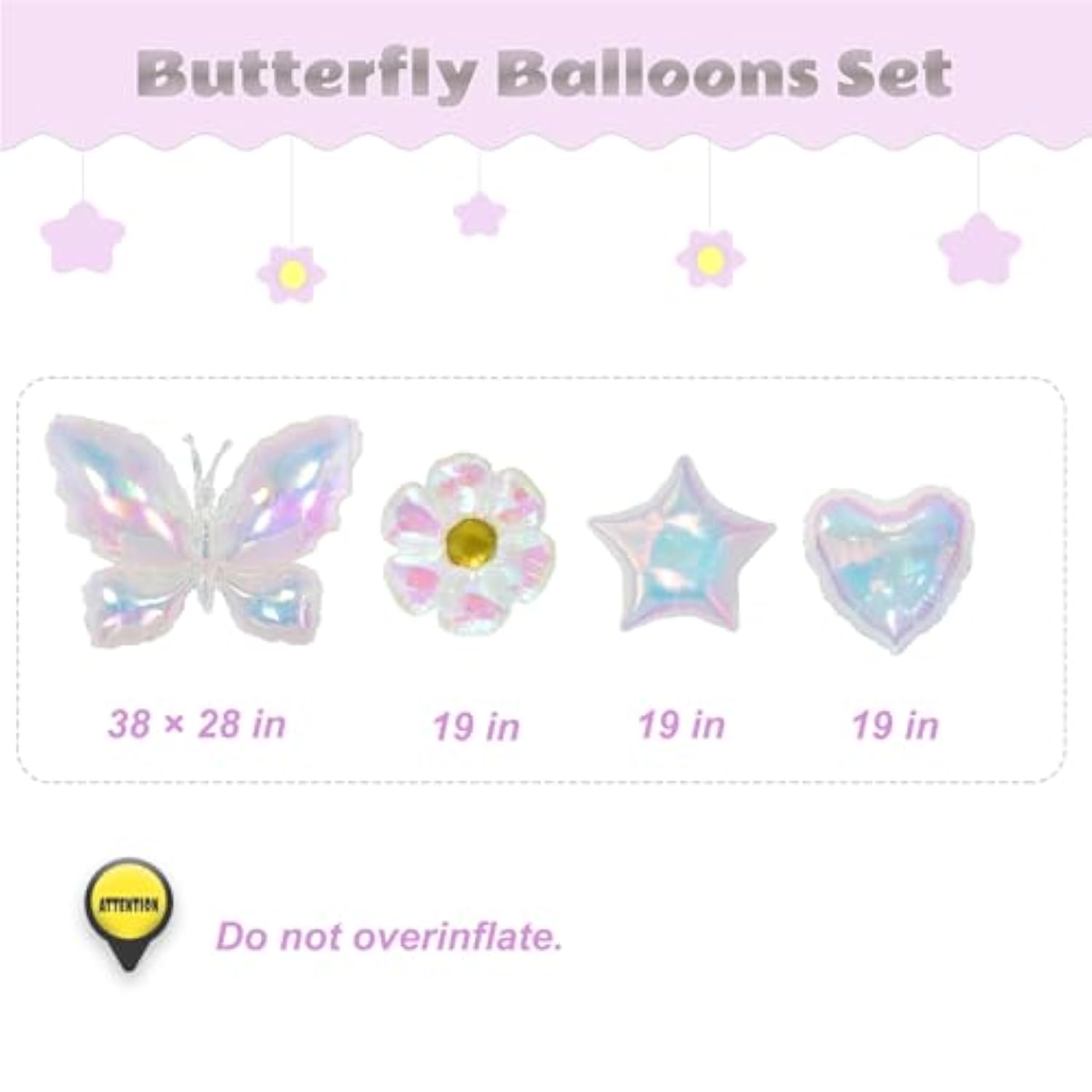 Iridescent Butterfly Balloons Pack Of 5 Large Butterfly Flower Daisy Balloons For Spring Theme Fairy Theme Party Decorations Wedding Baby Shower Decorations