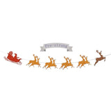 Sleigh And Reindeer Glitter Banner, Christmas Santa In His Sleigh With Reindeer Garland, Merry Christmas Party Decoration