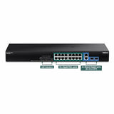 18-Port Gigabit Poe+ Switch, Tpe-Tg182F, 16 X Gigabit Poe+ Ports, 2 Gigabit Sfp Ports, 440W Poe Budget, 36Gbps Switching Capacity, 1U 19 Rack Mountable, Protection, Black