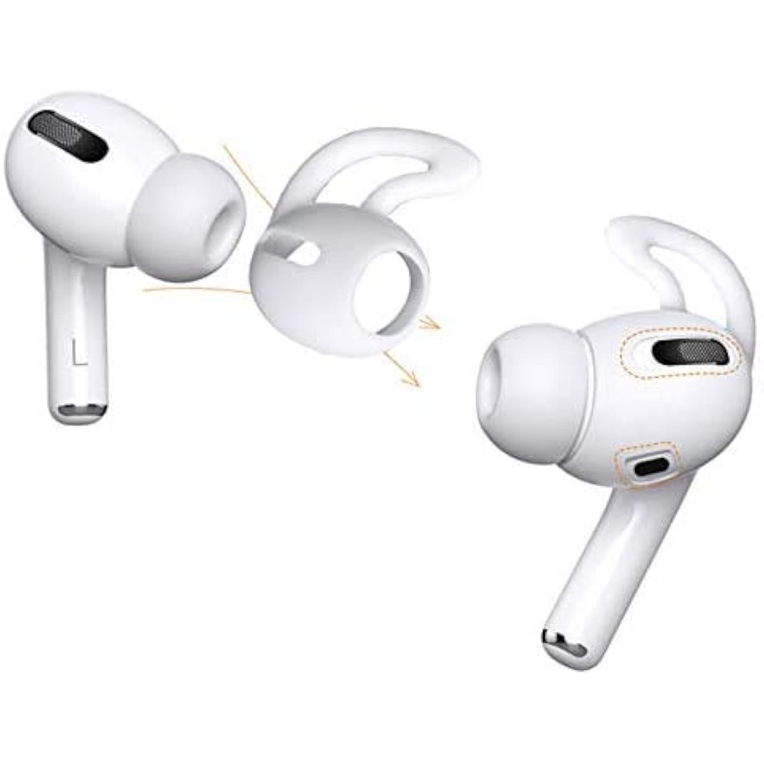 Fit In Case Slim Eartips & Anti Slip Sport Eartips Replacement For Air Pods Pro, 3 Pairs Soft Fit In Case Eartips & 3 Pairs Anti Slip Ear Tips, Compatible With Air Pods Pro, 3+3 Pairs, White
