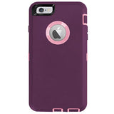 Iphone 6/6S Plus Heavy Duty Case - Built-In Screen Protector, 4-In-1 Rugged Shockproof Cover (Pink/Purple)