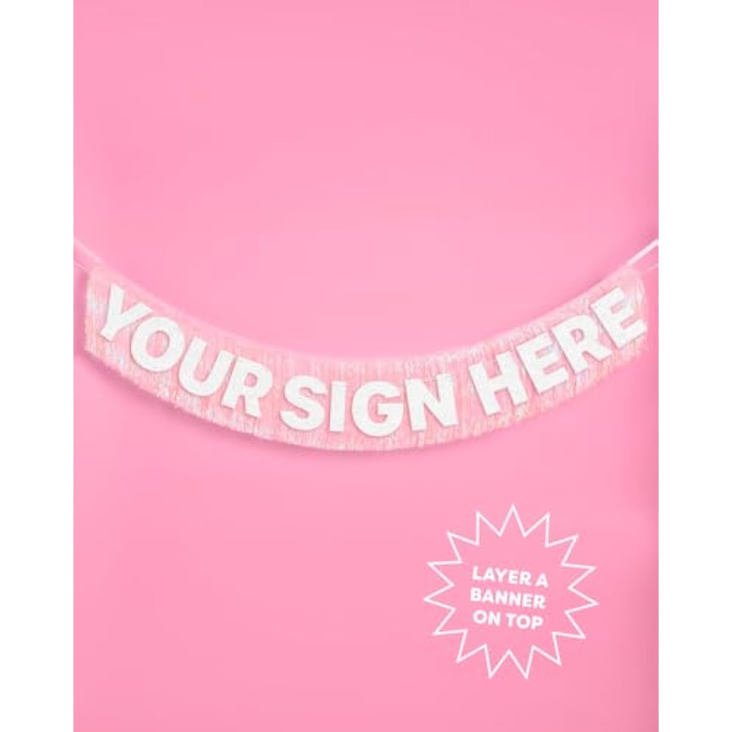 Light Pink Fringe Banner 4 Ft for Bachelorette Birthday Bridal Shower Decor