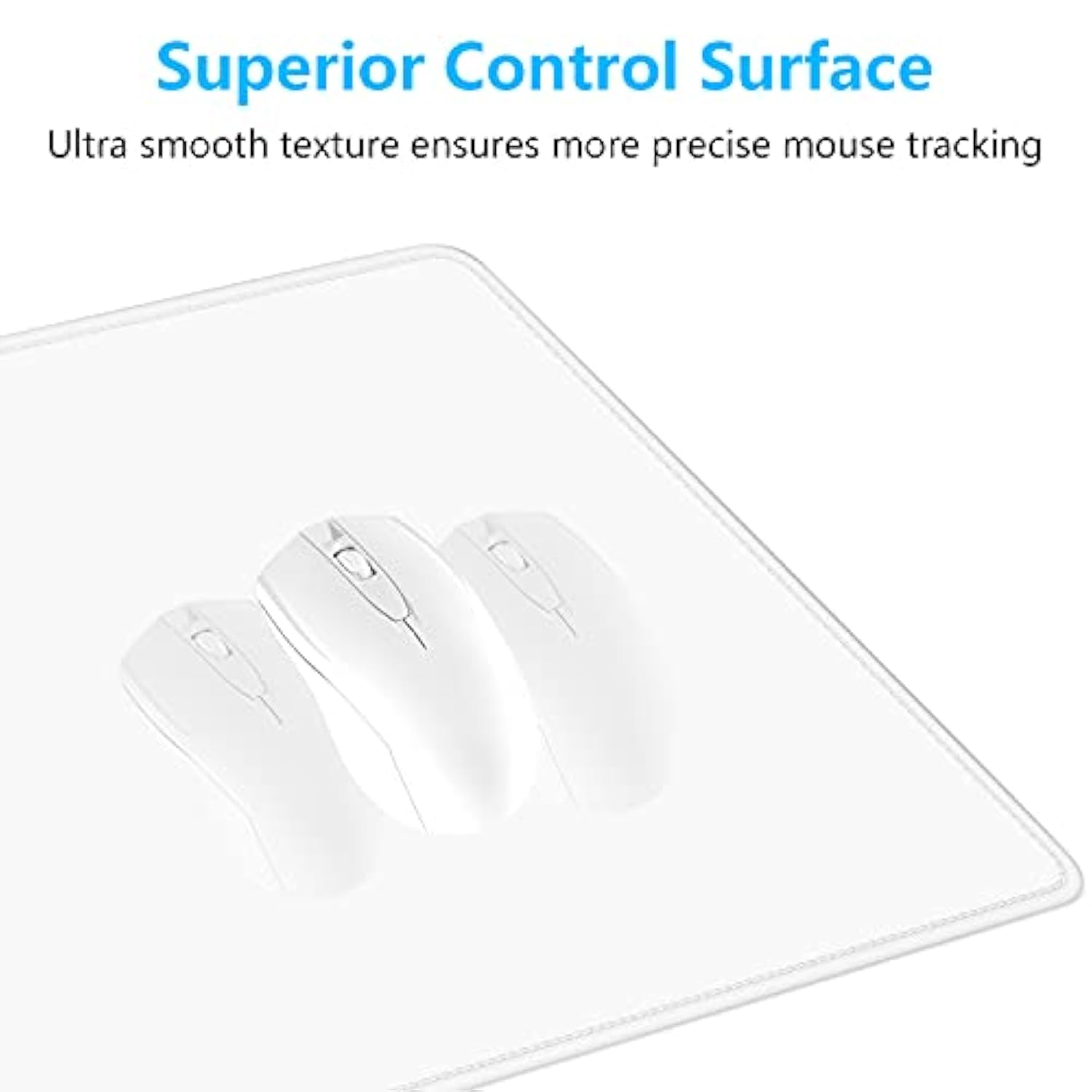 Large Mouse Pad, Extended Gaming Mouse Mat With Stitched Edges, Waterproof Full Size Desk Mats With Nonslip Base, Computer Big Desktop Keyboard Pad For Laptop, Office, 23.6 X 11.8 In, White