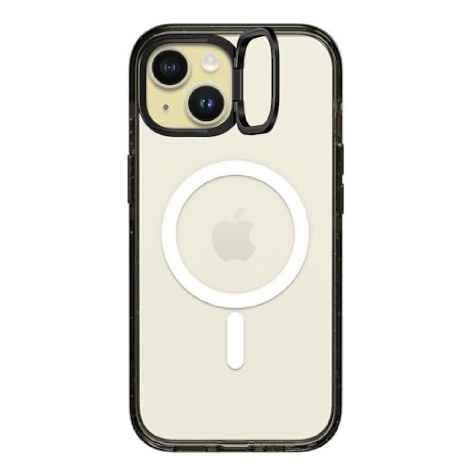 Impact Ring Stand Case For Iphone 15 [3X Military Grade Drop Tested / 6.6Ft Drop Protection/Compatible With Magsafe] - Clear Black