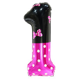 40" Pink Mouse Number 1 Balloon — Giant Bow-Themed Baby Birthday Decor