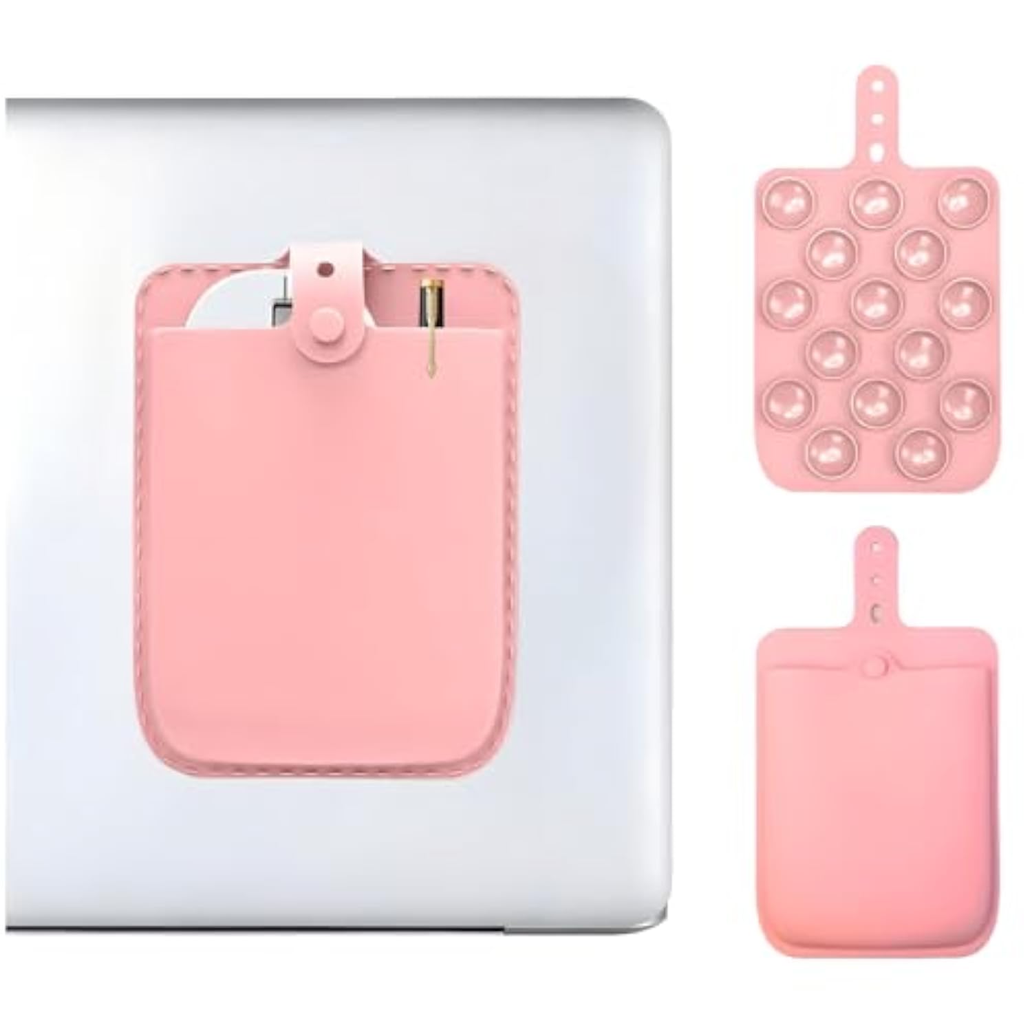 Reusable Compact Silicone Mouse Pouch For Laptop, Mouse Holder For Wireless Mouse, Mouse Sleeve For Laptop With Strong Suction For Ipad/Macbook Use (Pink)