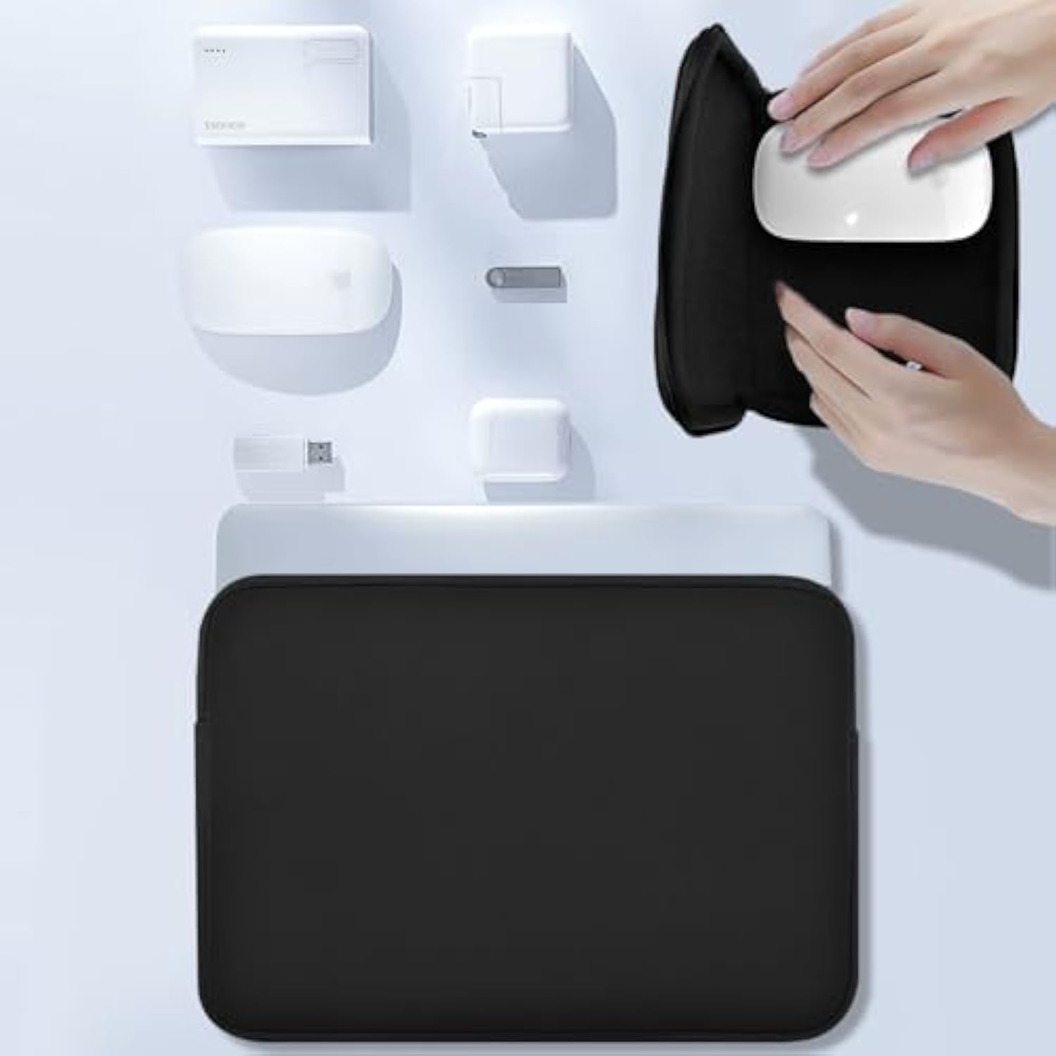 Elastic Laptop Case 13-14 Inch Sleeve With Small Case, Neoprene Rainproof & Shockproof Cover For Macbook Pro 14" M3 M2 M1 And 13.3" Macbook Air/Pro,Xps 13/14 & Most 13"-14" Notebooks?Black