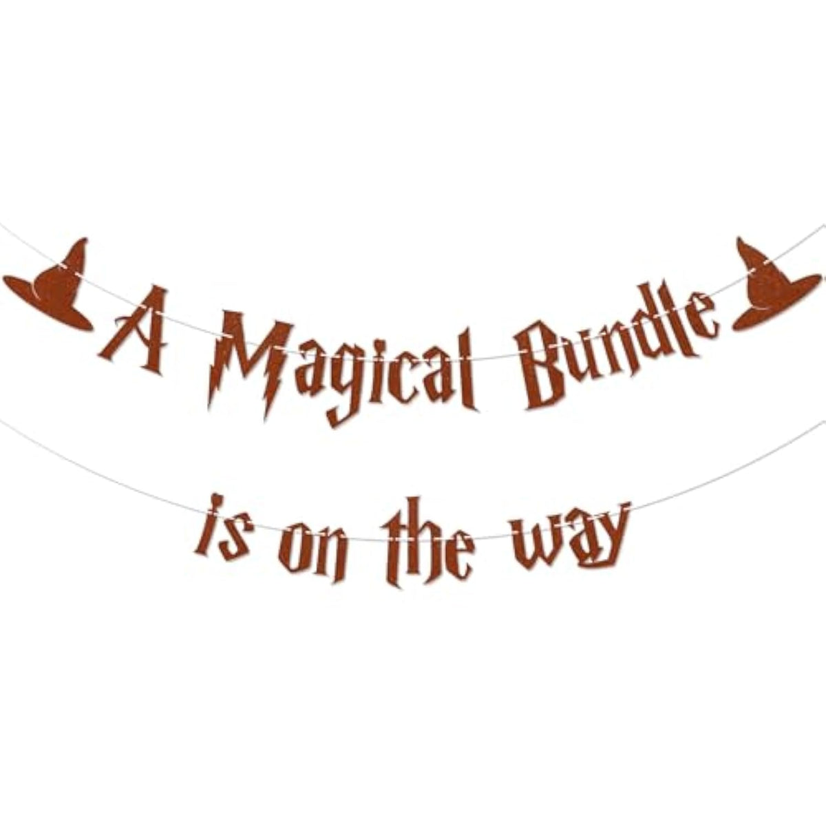 A Magical Bundle Is On the Way Banner – Wizard Theme Baby Shower Decor