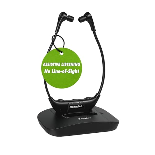 2.4G Digital Wireless TV Headphones - for Seniors - 164FT Range No Signal Drop, Voice Enhancer & 3 Tone, L/R Balance, Spare Battery, Stereo TV