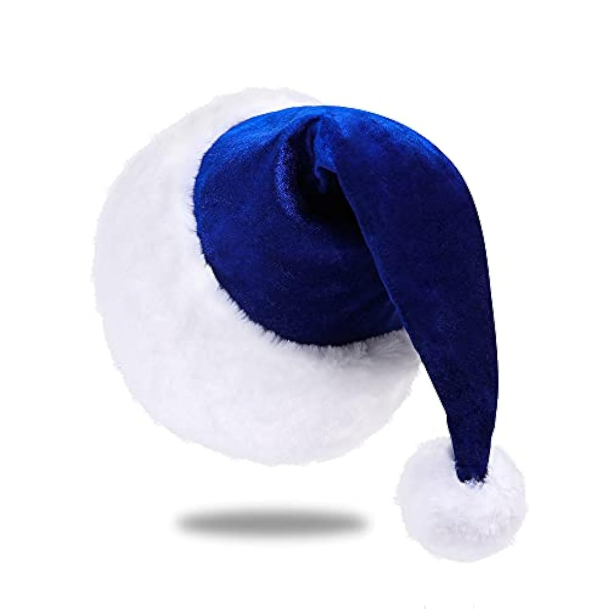 Blue Velvet Santa Hat Kids Unisex Plush Christmas New Year Party Supplies