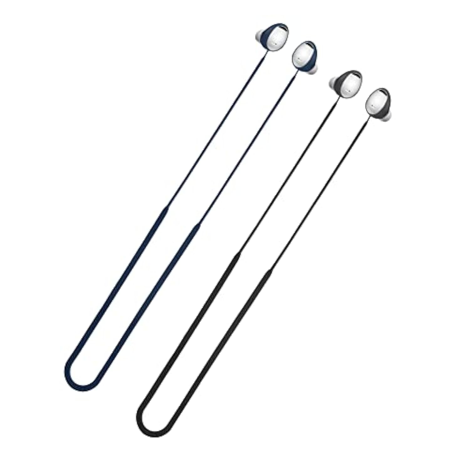 kwmobile Straps Compatible with Samsung Galaxy Buds2 Pro - 2X Silicone Holder for Wireless Earphones - Black/Dark Blue