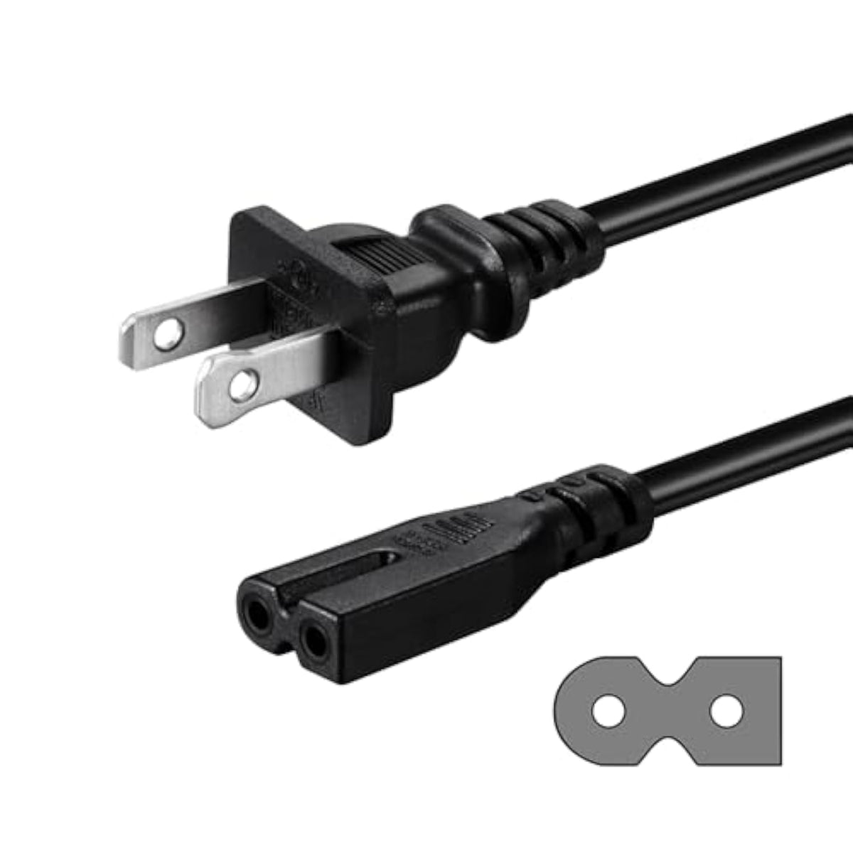 2 Prong Ac Power Cord Compatible Wtih Vizio D/E/M Series Hdtv, Vizio Sound Bar Supply Cable Replacement