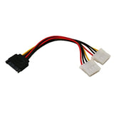 6 Inch Sata 15-Pin Male To Dual 4 Pin Molex Lp4 Female Ide Hard Drive Power Y-