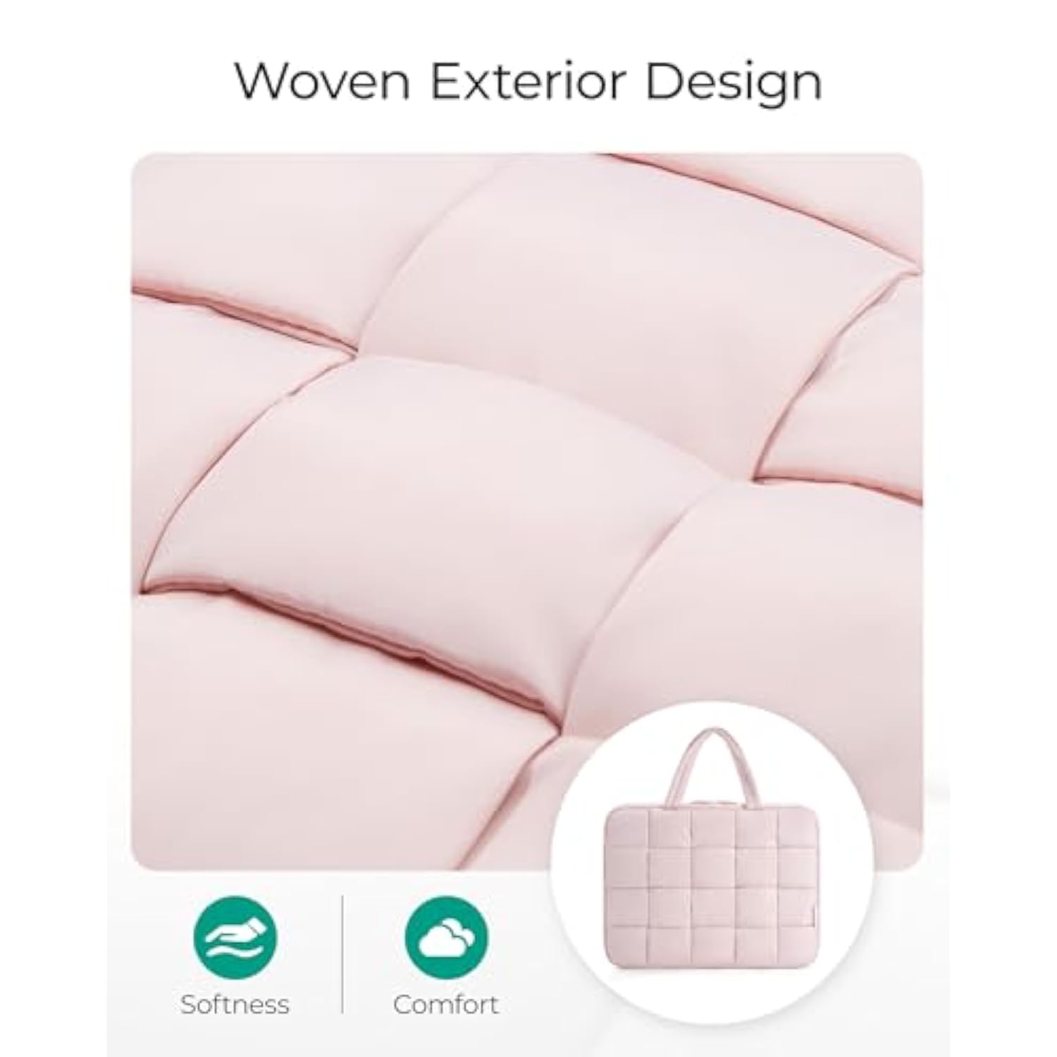 BAGSMART 15.6 Inch Laptop Case, Lightweight Puffy Laptop Sleeve with Handle, Compatible with MacBook Air Pro 15 16 Inch M4 M3 M2 M1, Laptop Bag for Women Fitted with Dell,HP, Black