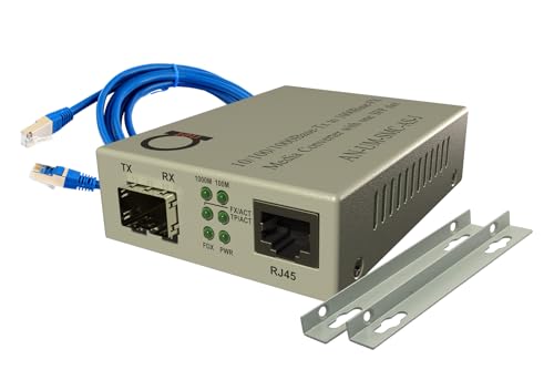 Fiber To Ethernet Converter | Open Sfp Slot Gigabit To Rj45 10/100/1000 Fiber Media Converter | Plug & Play | Universal - Supports All Single / Multi Mode Sfps 1G/100M| Auto-Negotiation | Jumbo Frame