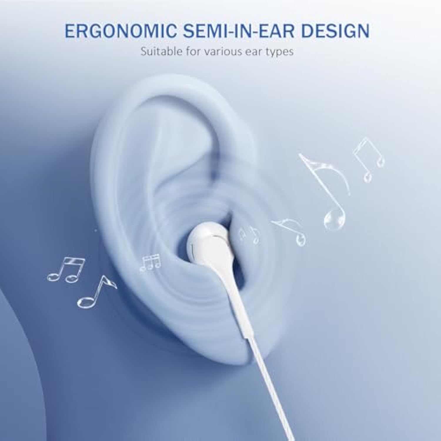 Earbuds Headphones With Microphone Pack Of 5, Noise Isolating Wired Earbuds, E