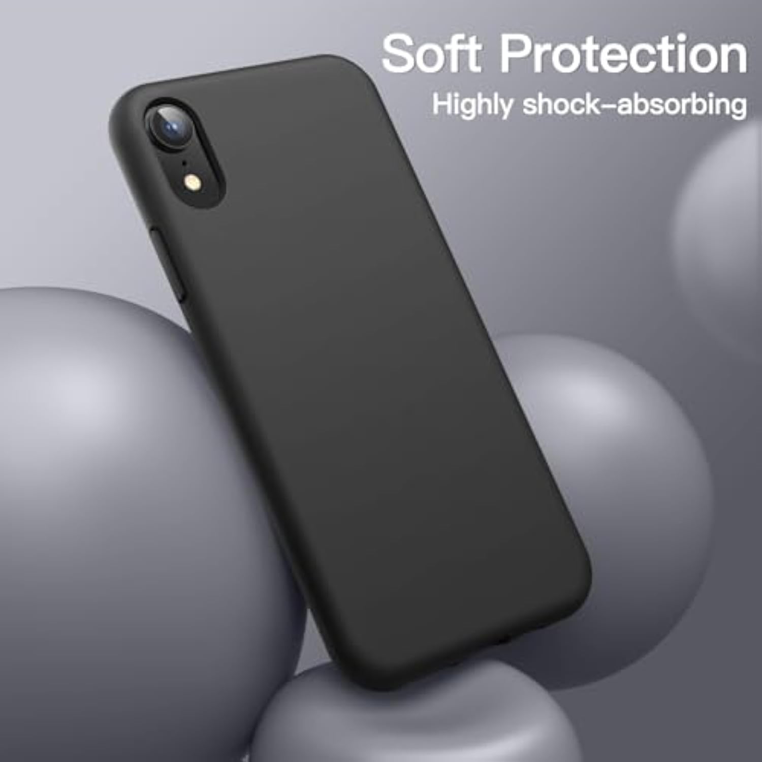 Jetech Silicone Case For Xr, 6.1-Inch, Silky-Soft Touch Full-Body Protective Case, Shockproof Cover With Microfiber Lining (Black)