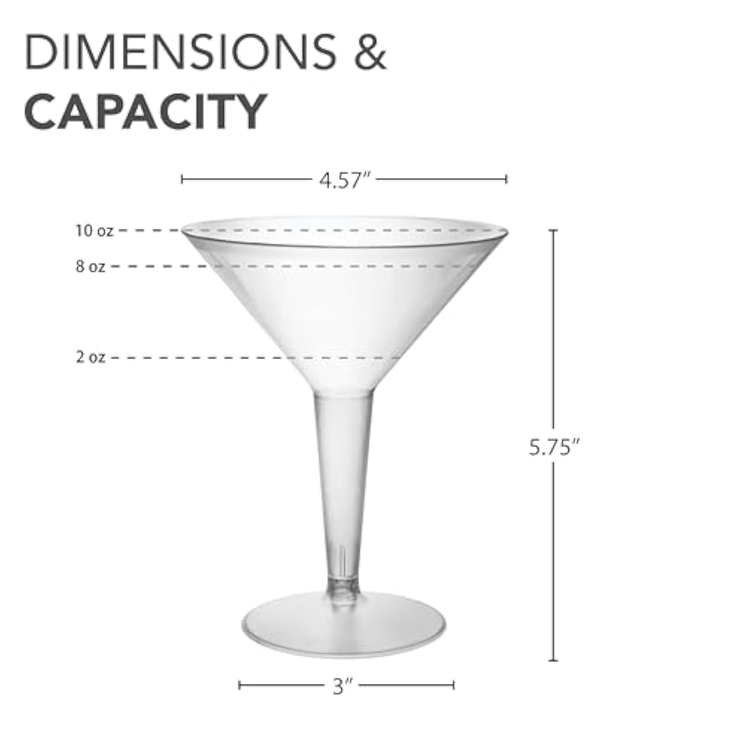 Party Essentials Plastic Two Piece 8-Ounce Martini Glasses/Party Cups, Clear, 20 Count