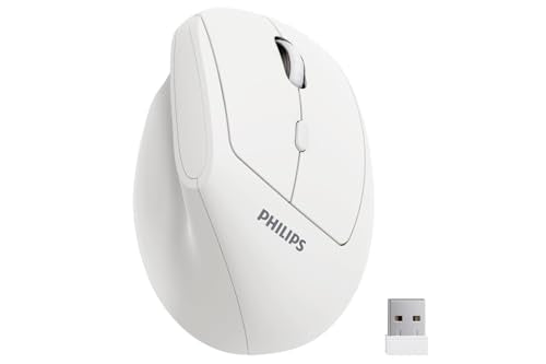 Ergonomic Mouse - Vertical Mouse With 800/1200/1600 Adjustable Dpi, 6 Silent Buttons, Auto Power Saving,Light Weight,2.4Ghz Wireless Mouse For Laptop,Desktop, Pc- White