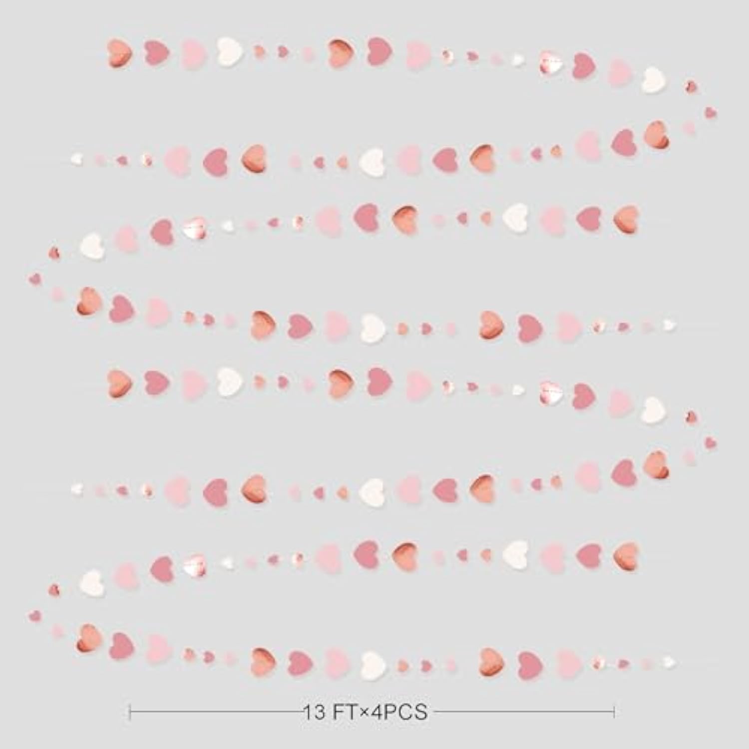 Rose Gold Party Decorations Dusty Pink Heart Garland Blush Pink Hanging Paper Streamer For Valentines Day Bridal Shower Birthday Anniversary Baby Shower Engagement Bachelorette Wedding Party Supplies
