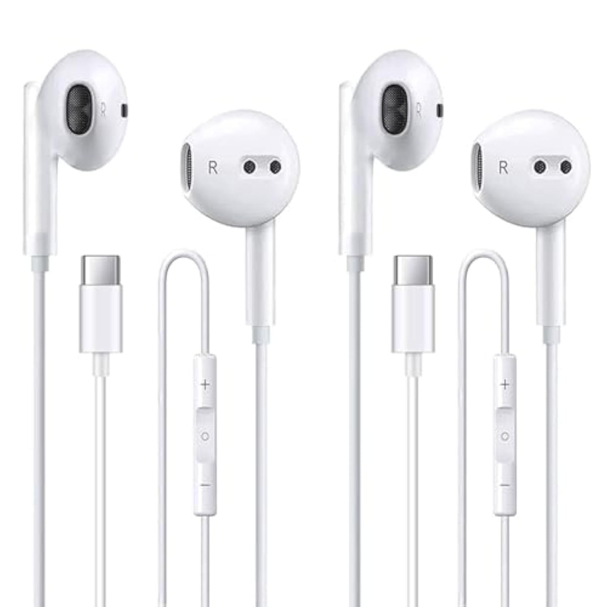 2 Pack Of Usb C Headphones For Iphone 16/16 Pro/16 Plus/16 Pro Max/15/15 Plus/15 Pro/15 Pro Max,Usb Type C Earphones Hifi Stere, White Wired Earbuds With Microphone & Volume Control