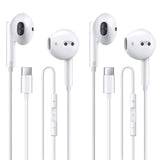 2 Pack Of Usb C Headphones For Iphone 16/16 Pro/16 Plus/16 Pro Max/15/15 Plus/15 Pro/15 Pro Max,Usb Type C Earphones Hifi Stere, White Wired Earbuds With Microphone & Volume Control