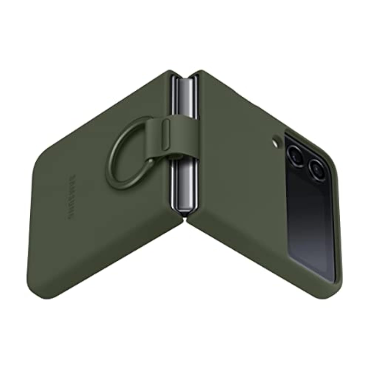 Samsung Galaxy Z Flip 4 Silicone Phone Case with Ring, Matte Finish, Bold Style, Handheld Design, US Version, Green