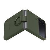 Samsung Galaxy Z Flip 4 Silicone Phone Case with Ring, Matte Finish, Bold Style, Handheld Design, US Version, Green