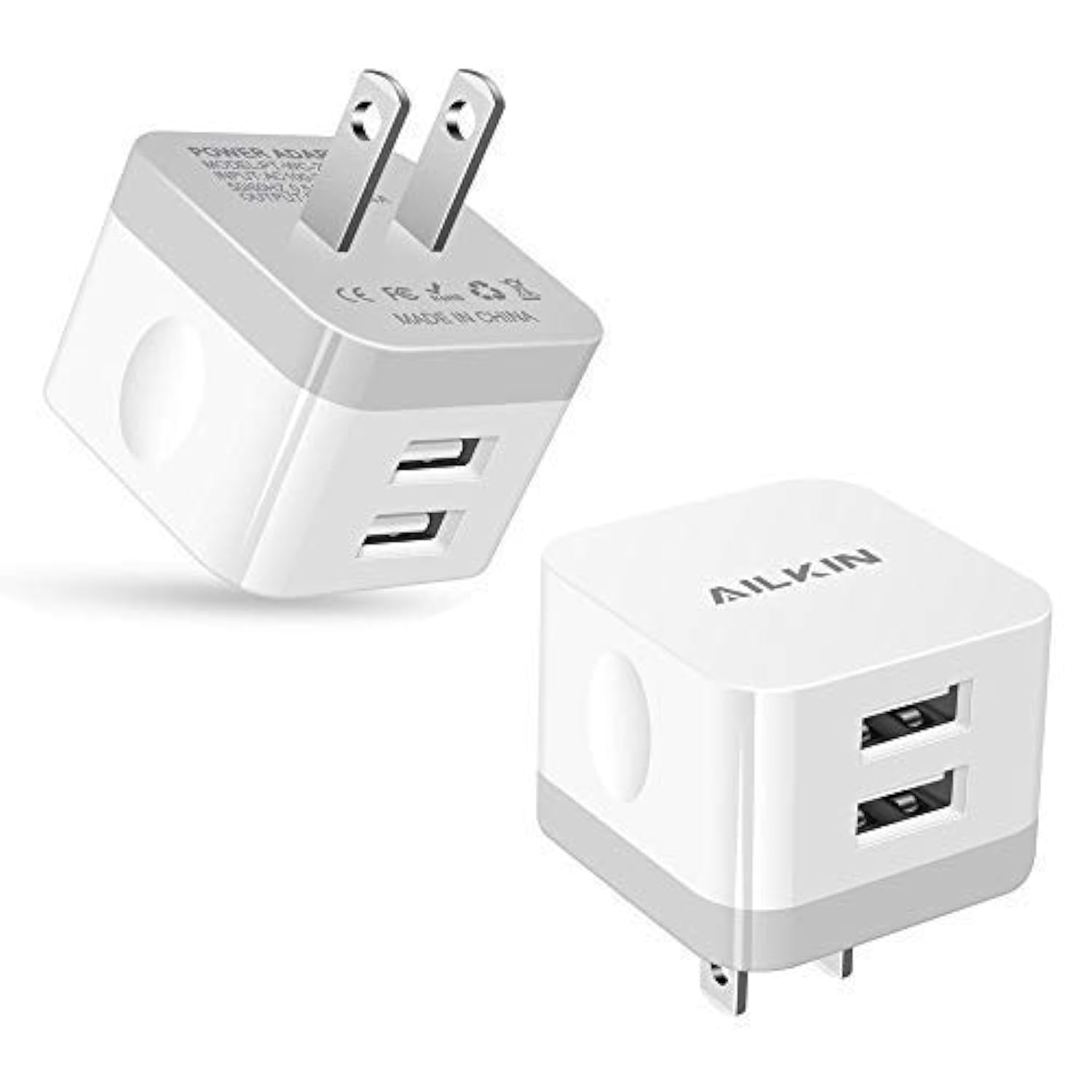 2Pack Usb Wall Charger Plug, 2.4A Dual Port Usb Adapter Power Cube Fast Charging Station Box Base For Iphone 15 14 13 12 Pro Max Se 11 Xr Xs X/8, Samsung, Phones Usb Charge Block-White Brick