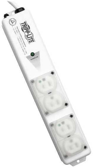 Hospital Grade Power Strip 4 Outlets 15A 6FT Cord UL 60601 Compliant White