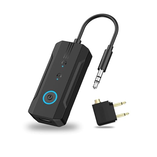 2026 Bluetooth 6.0 Transmitter Receiver, 2-in-1 Airplane Travel Adapter for 2 AirPods/Headphones, 3.5mm AUX for Flight/TV/Car, Compatible with