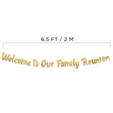 Welcome To Our Family Reunion Gold Glitter Banner - Family Reunion Decorations, Gifts, Games, And Supplies
