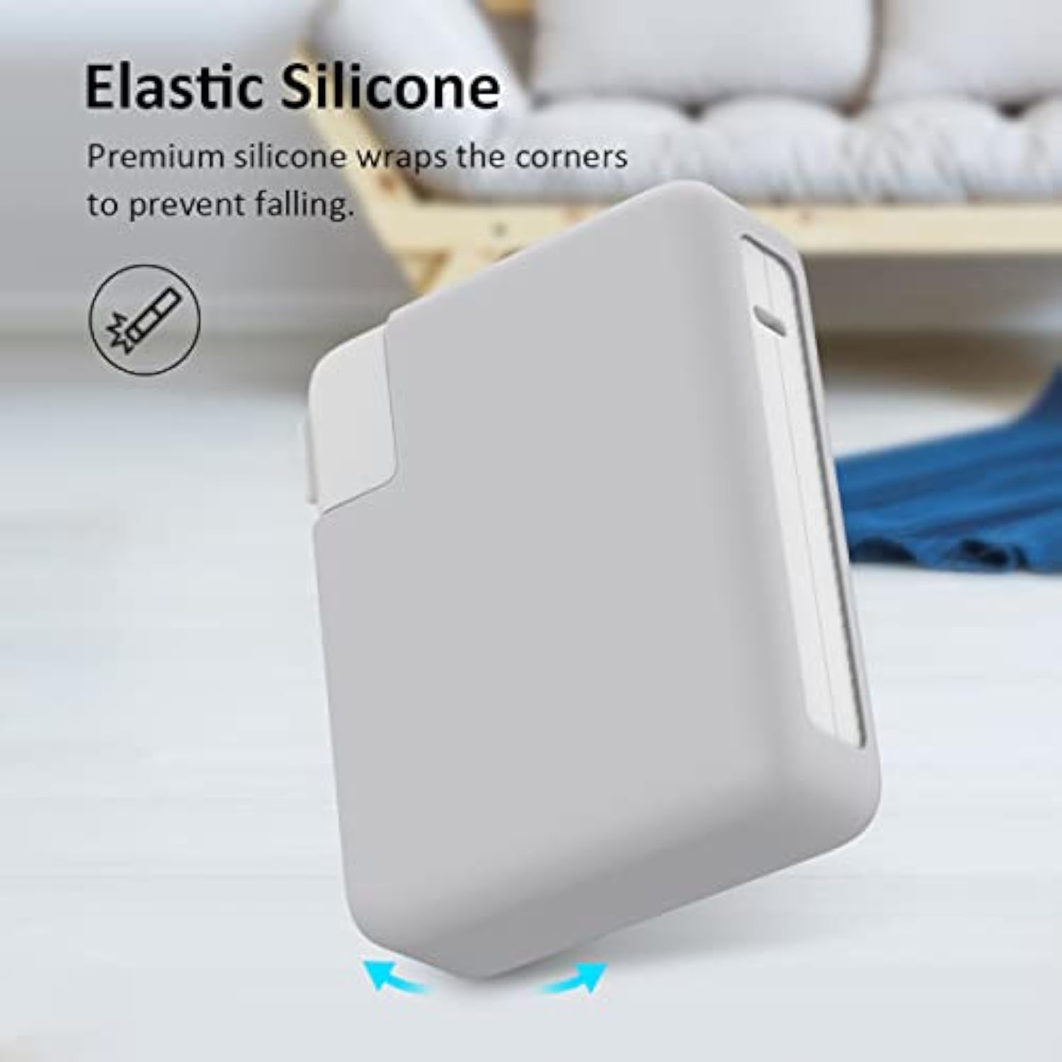 140W Soft Silicone Power Adapter Sleeve Case For 2021 2022 2023 2024 Macbook Pro 16 Inch A2485 M1 A2780 M2 A2991 M3 A3186 A3403 M4 Charger Protective Cover (140W), Gray