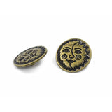 12 Pieces Sun Moon Face Symbol Metal Shank Buttons. 20Mm (3/4 Inch) (A
