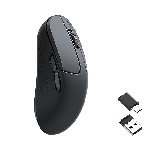 M3 Mini Wireless Optical Mouse, Bluetooth 5.2/2.4 Ghz/Wired Gaming Mouse, Programmable Pixart 3311 Sensor With Up To 12,000 Dpi/ 650 Ips, Lightweight Ergonomic For Windows Mac Linux - Black