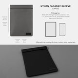 SLNT Faraday Bag Tablet Sleeve with Silent Pocket - Leather or Weatherproof Nylon, Signal Blocking Device Shielding for iPad, Samsung Galaxy Tab, Most Tablets, Privacy (Charcoal Grey Nylon, Large)
