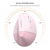 Em18 Wireless Ergonomic Vertical Mouse, Ergo Design, Bluetooth Cordless Mouse For Medium/Large Hands, Silent Click, 5-Level Adjustable Dpi, Carpal Tunnel Mice For Computer/Pc/Mac/Laptop, Pink
