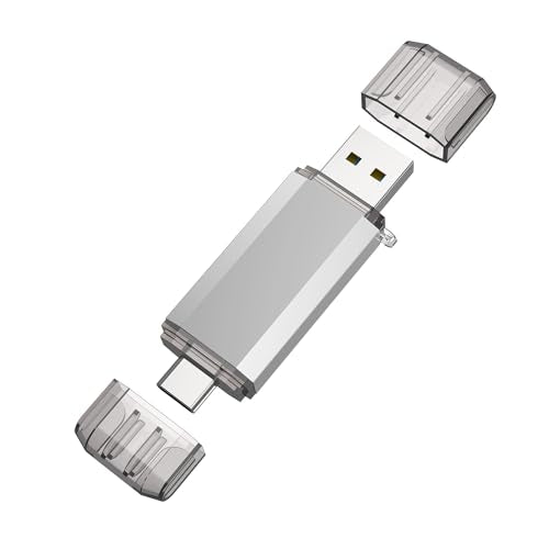 32Gb Usb C Flash Drive, 2 In 1 Usb 3.0 Type C Dual Otg Metal Thumb Drive Jump Drive Memory Stick With Keychain Suitable For Usb-C Smartphones, Macbook, Computers And Tablets (Silver)