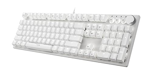K74M Illuminated Mechanical Keyboard - With Swappable Switches - 107Keys, Usb-C Detachable Cable, Led Backlit, Pbt Double Shot Keycaps, Smart Wheel Control - White