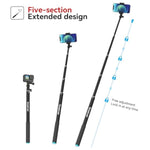 Smatree 86.6 Inch Selfie Telescopic Stick Compatible for Insta360 X5,GoPro Hero 13/12/11/10/9/8/7,Osmo Action 5 Pro,AKASO EK7000, Extension Pole Compatiable with Compact Cameras and iPhone/Cell Phones