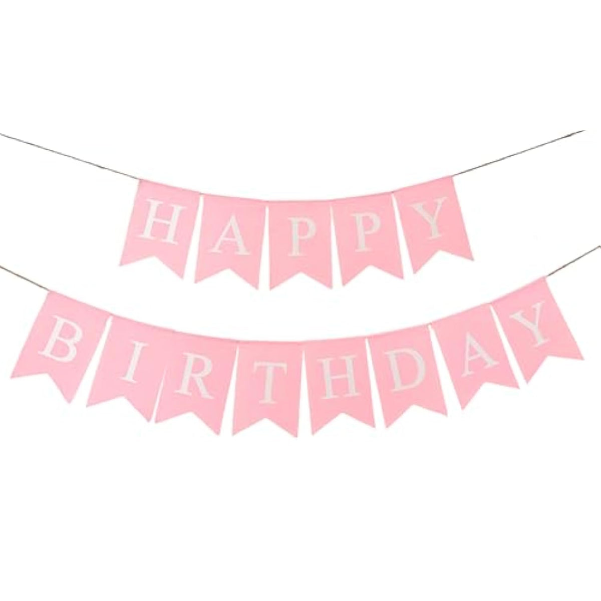 Happy Birthday Banner Pink, Pre-Assembled Reusable Imitated Burlap For Women Girls Party Decorations