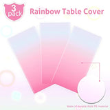 3pcs Pastel Rainbow Tablecloths, 54x108" for Birthday & Party Decorations