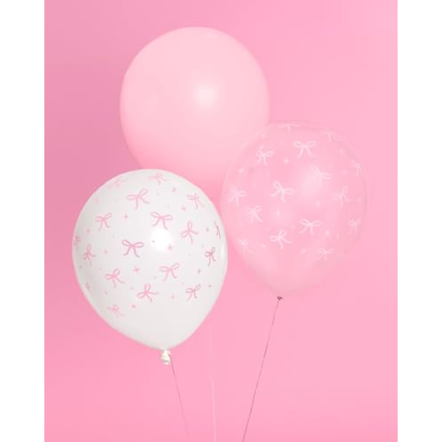 24Pack Pink Bow Latex Balloons 12-Inch Bachelorette Birthday Party Decor