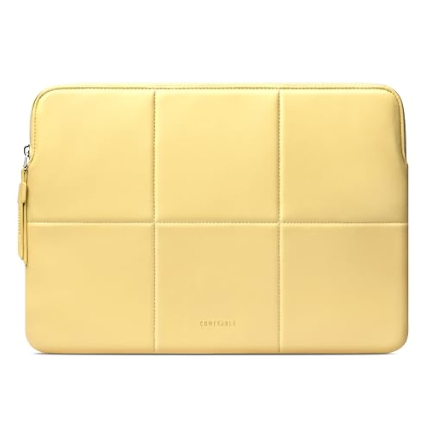 Slim Laptop Sleeve 13 Inch 14 Inch Compatible For Macbook Air 13" M4 2025, Macbook Pro 14" 2024, Quilted Faux Leather Laptop Carrying Case, Mustard Yellow