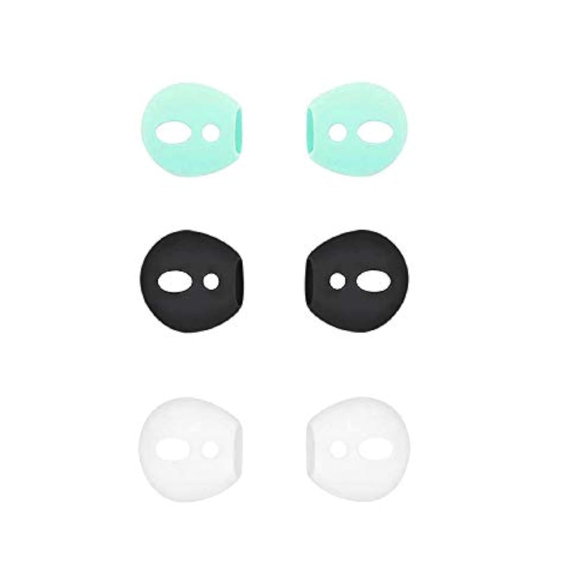 Ear Tips Ear Gels Anti-Slip Earuds Cover Silicone Compatible With Air Pod 2 & Air Pod 1 Or Ear Pod ? Fit In Case ? 3 Pairs White/Black/Mint Green Wbg