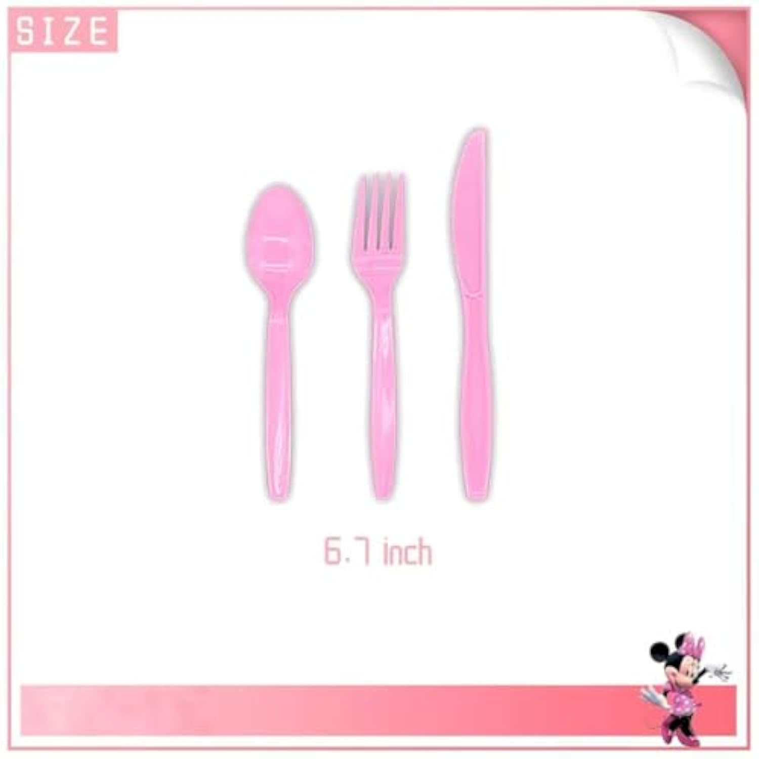 62 Psc For Minnie Birthday Party Supplies Set, Pink Theme, With Banner, Plates, Cups, Utensils, Napkins, Tablecloth