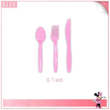 62 Psc For Minnie Birthday Party Supplies Set, Pink Theme, With Banner, Plates, Cups, Utensils, Napkins, Tablecloth