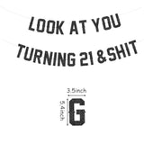 Black Glitter Happy 21St Birthday Banner Sign,Funny 21St Birthday Decorations,Look At You Turning 21 Banner For Men Women Him Her Cheers To 21 Years Old Bday Party Decor Supplies